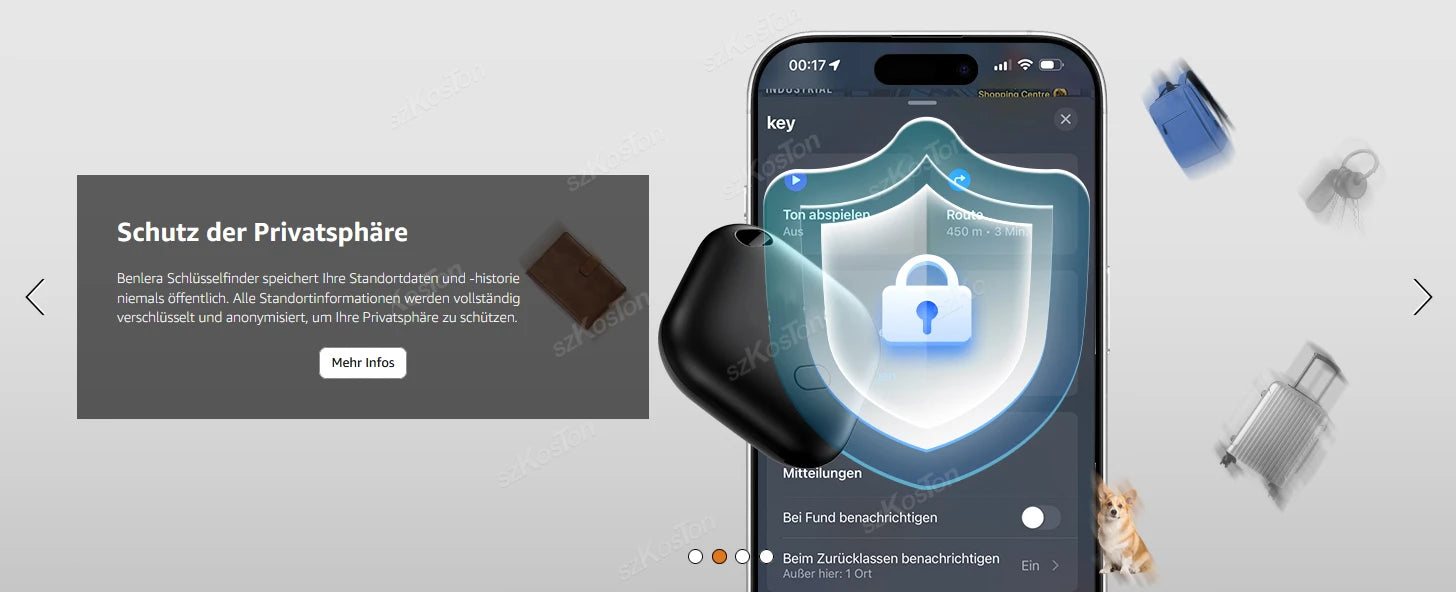 Mini GPS Tracker Compatible with iOS Find My APP Dog Cat Locator Child Finder Pet & Car Lost Tracker Smart iTag with Keychain