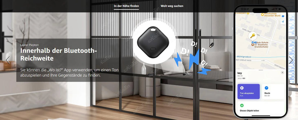 Mini GPS Tracker Compatible with iOS Find My APP Dog Cat Locator Child Finder Pet & Car Lost Tracker Smart iTag with Keychain