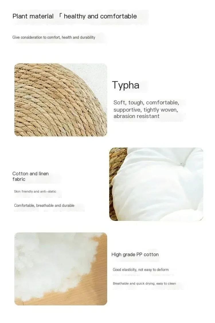 Purely natural woven cat bed, seasonal heating pad, universal washable pad, pet supplies accessory, suitable for all seasons.