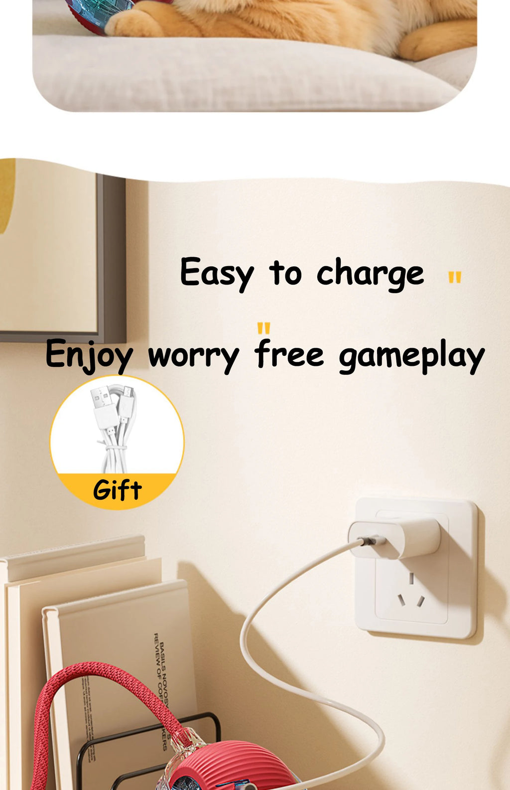 New Cat Interactive Ball Toy Automatic Rolling Ball Faux Tail Rechargeable Smart Pet Electric Toy Dog Cat Training Imitate Mouse