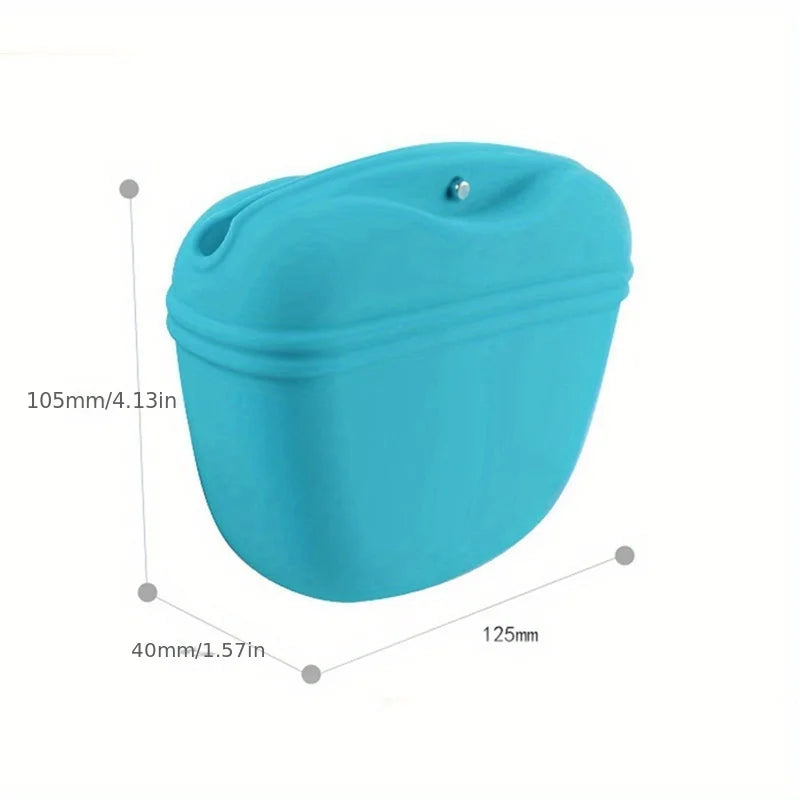 Silicone Dog Treat Bag Pet Portable Dog Training Waist Bag Waterproof Dog Snack Training Bag with Magnetic Clip Pet Outing