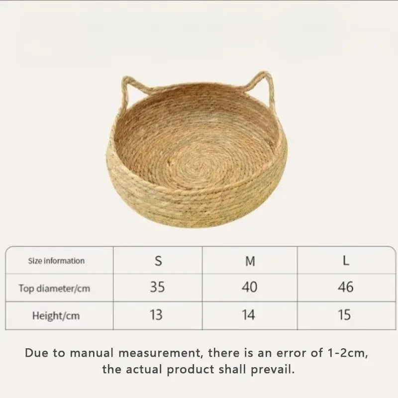 Purely natural woven cat bed, seasonal heating pad, universal washable pad, pet supplies accessory, suitable for all seasons.