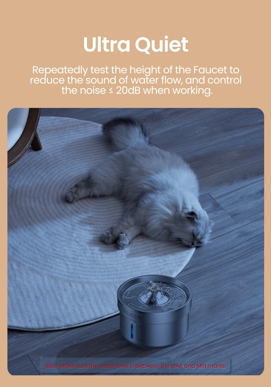 ROJECO Stainless Steel Pet Drinking Fountain Automatic Cat Water Fountain Smart Pet Water Dispenser for Dog Cat Drinking Supply