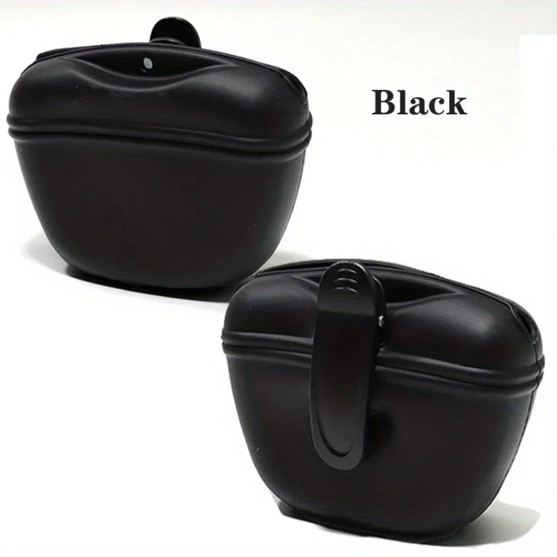 Silicone Dog Treat Bag Pet Portable Dog Training Waist Bag Waterproof Dog Snack Training Bag with Magnetic Clip Pet Outing