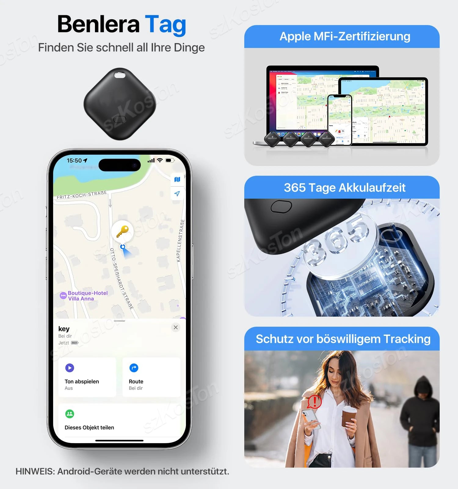 Mini GPS Tracker Compatible with iOS Find My APP Dog Cat Locator Child Finder Pet & Car Lost Tracker Smart iTag with Keychain