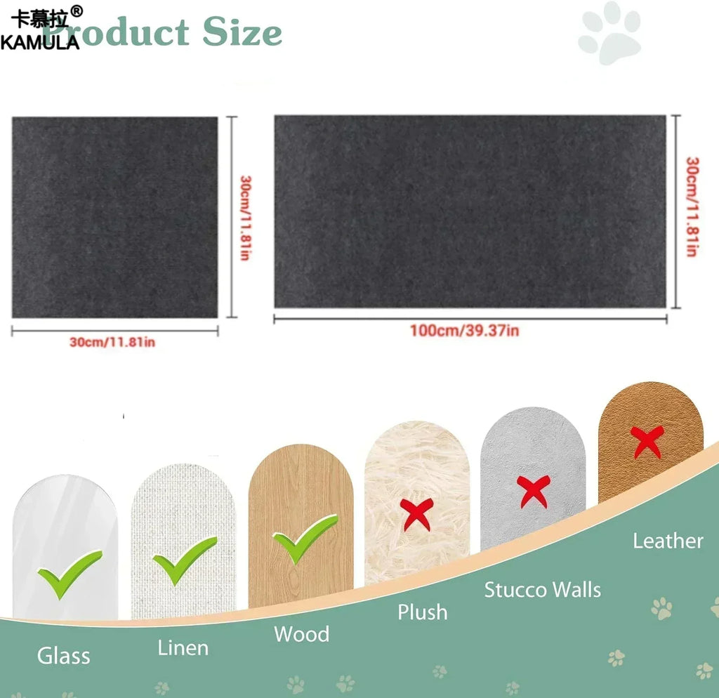 Trimmable Cat Scratching Mat Self-Adhesive Carpet Mat Pad Cat Pet Scratcher Furniture Couch Corner Indoor Sofa Wall Protector